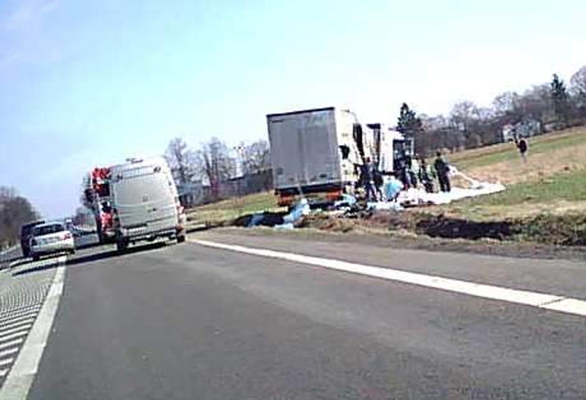 Brzezice: Ciężarówka z karmą wywróciła się w rowie (wideo) Brzezice: Ciężarówka z karmą wywróciła się w rowie (wideo)