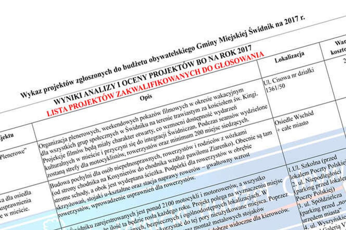 Budżet obywatelski w Świdniku. Na co będzie można głosować (lista projektów)