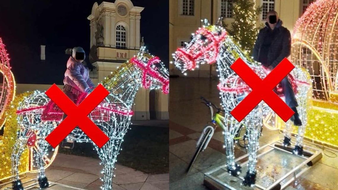 Burmistrz zachęcał do zdjęć z dekoracją świąteczną. Mieszkańcy wsiadają na konia Burmistrz zachęcał do zdjęć z dekoracją świąteczną. Mieszkańcy wsiadają na konia