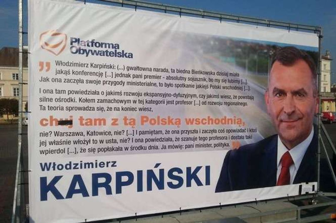 „Ch… tam z tą Polską wschodnią” na billboardzie. Palikot atakuje Karpińskiego