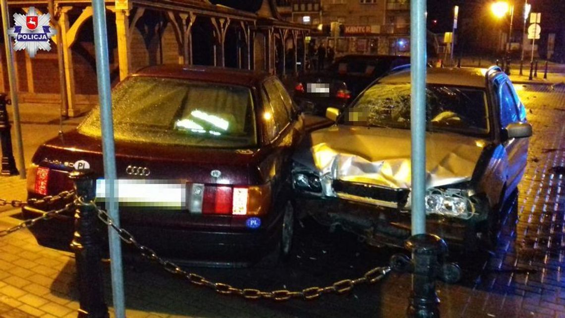 Chciał się tylko przejechać. Nastolatek z Hrubieszowa uszkodził dwa samochody i znak drogowy