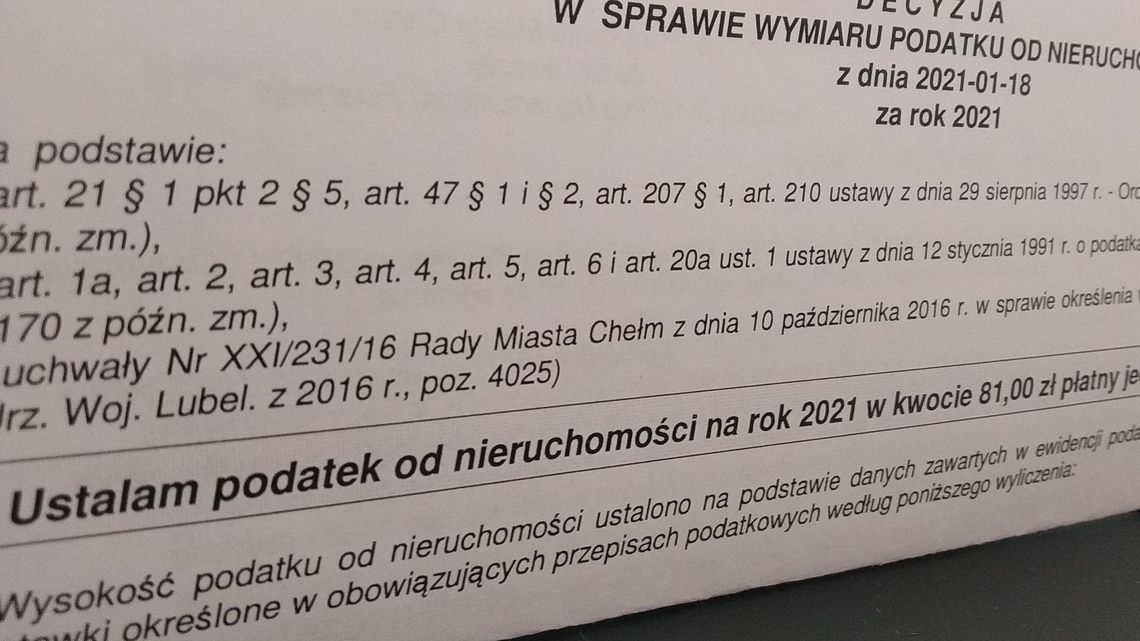 Chełm. Czas zapłacić miastu podatki