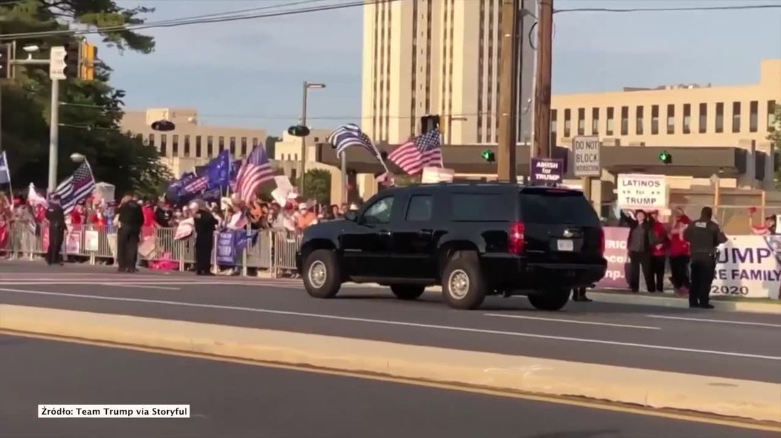 Chory na COVID-19 Donald Trump opuścił szpital. Z samochodu pozdrawiał swoich sympatyków