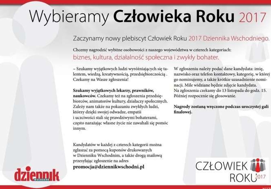 Człowiek Roku 2017. Czekamy na zgłoszenia