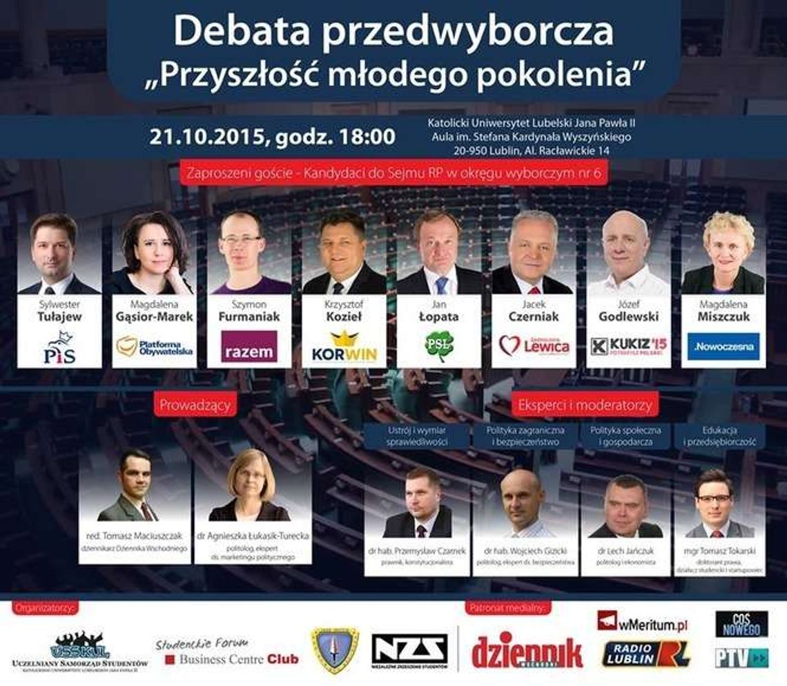 Debata wyborcza na KUL pod patronatem Dziennika Wschodniego Debata wyborcza na KUL pod patronatem Dziennika Wschodniego
