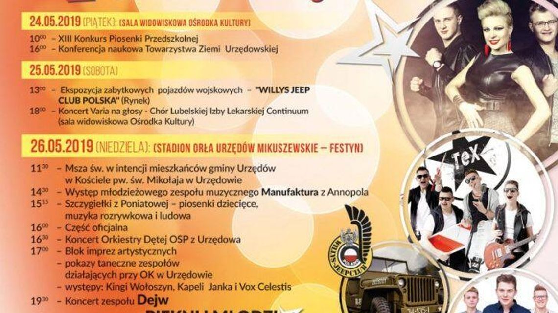 Dni Urzędowa 2019. Koncerty disco polo, wystawy, warsztaty rękodzielnicze [PROGRAM]
