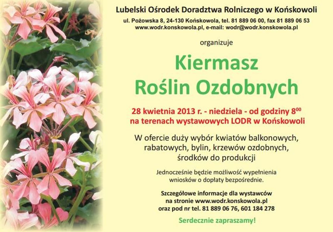 Do ogródka i na balkon. Kiermasz Roślin Ozdobnych w Końskowoli