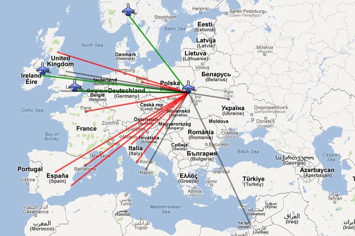 Dokąd chcemy latać z lotniska Lublin? (mapa) Dokąd chcemy latać z lotniska Lublin? (mapa)