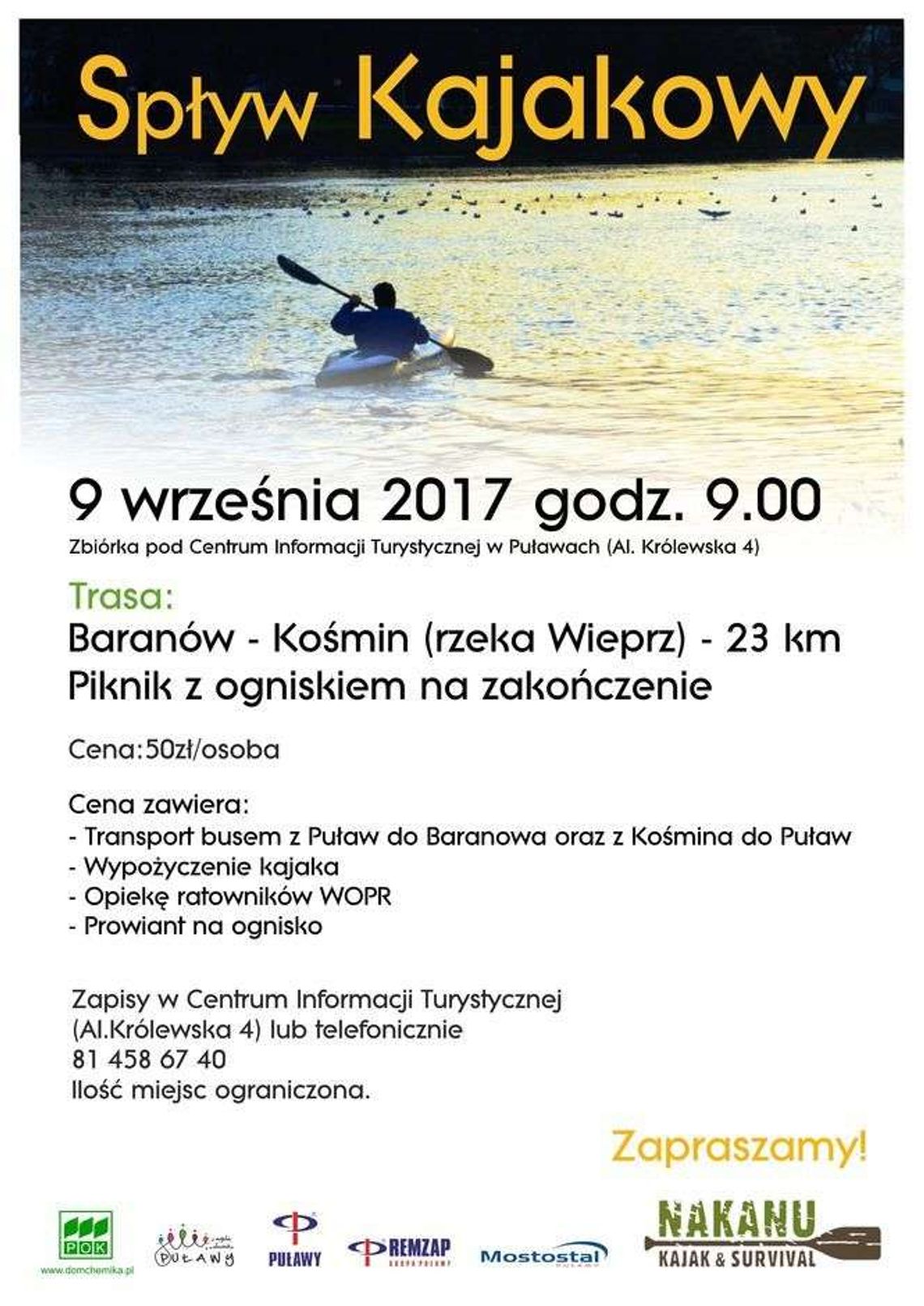 Dom Chemika zaprasza na spływ kajakowy po Wieprzu