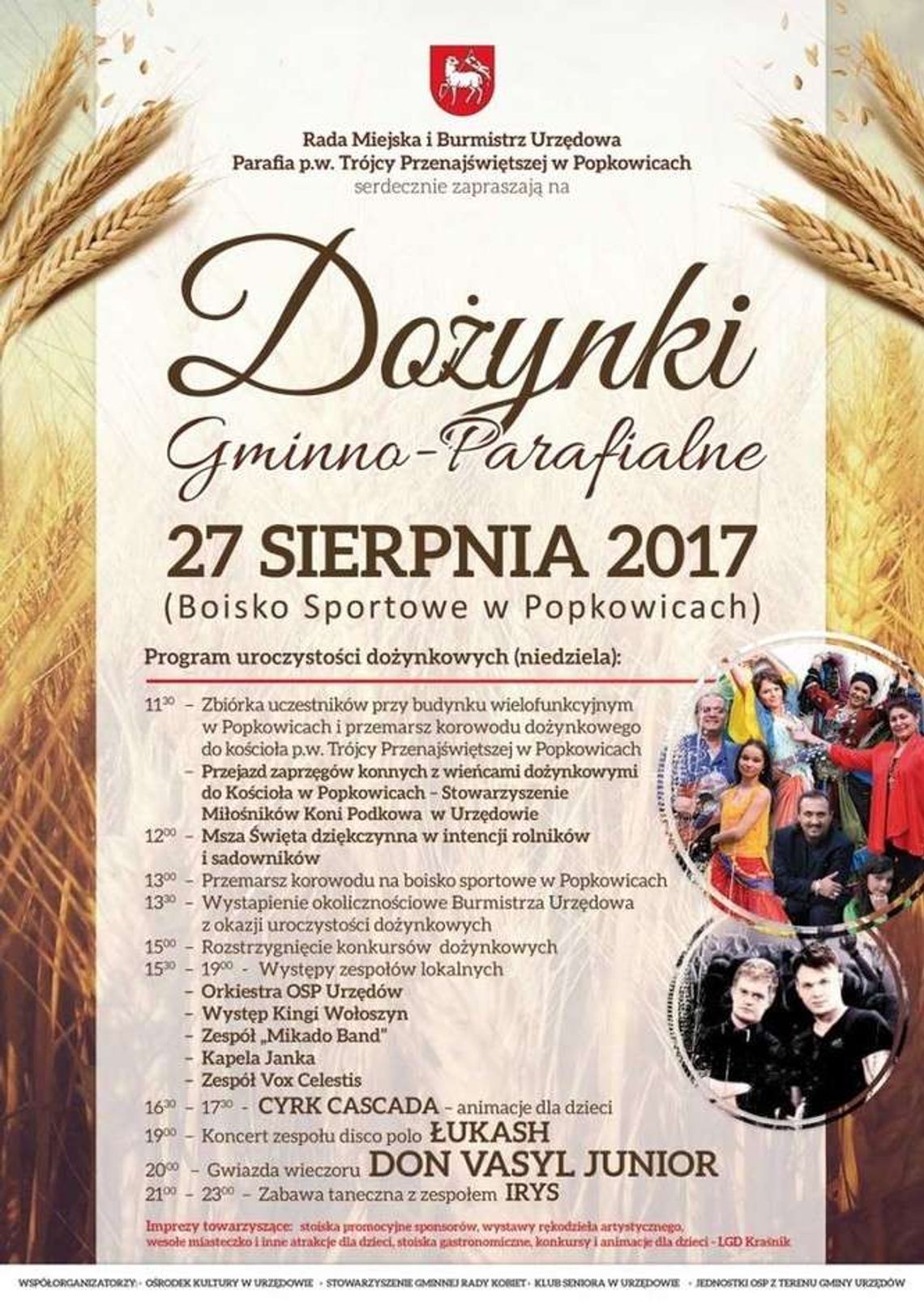 Dożynki Gminno-Parafialne w gminie Urzędów. Program