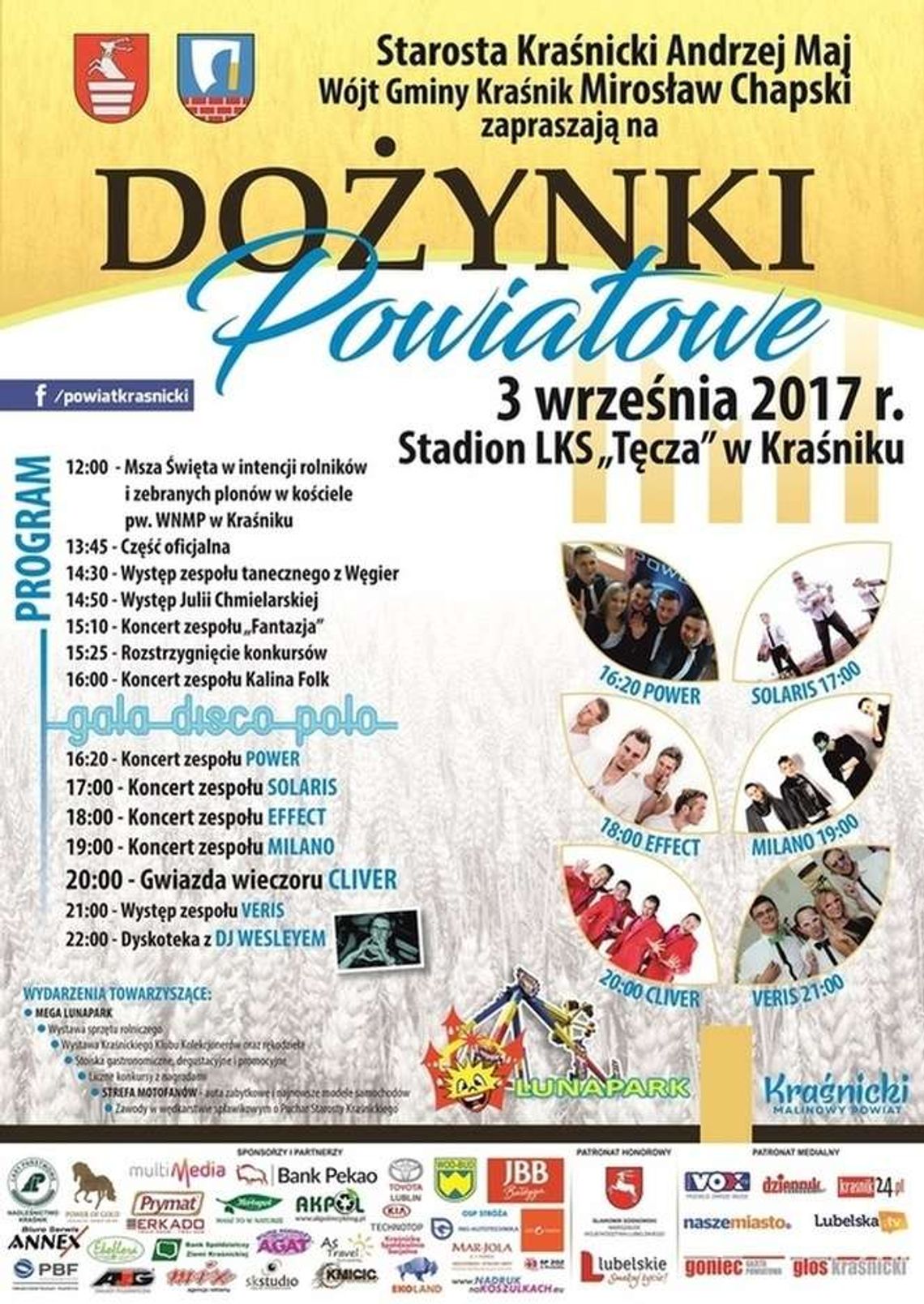 Dożynki powiatowe w Kraśniku. Program koncertów i wydarzeń