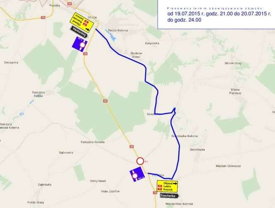 Droga krajowa nr 19 będzie zamknięta przez całą dobę. Roboty na przejeździe kolejowym