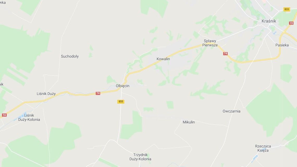 Droga krajowa nr 74 Kraśnik - Opatów zablokowana po wypadku w Olbięcinie