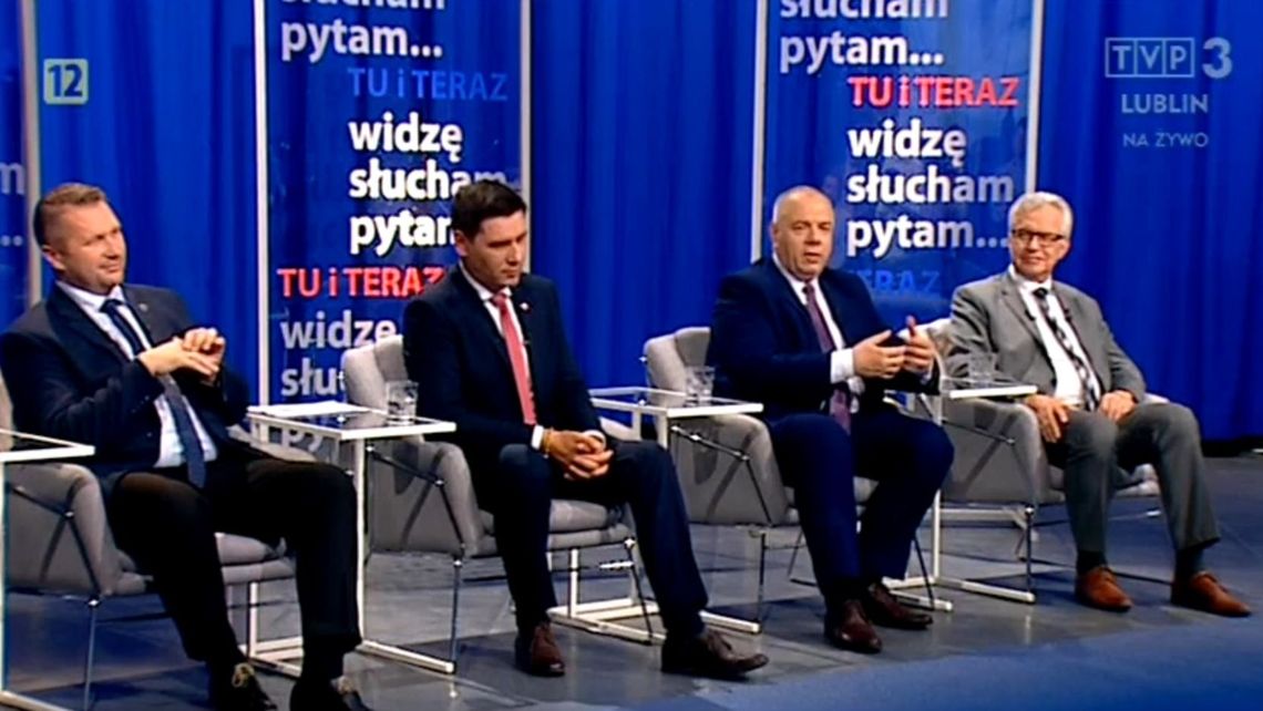 Dyskusja o kadencji rządu w TVP 3 Lublin. W studiu czterech polityków, wszyscy z PiS