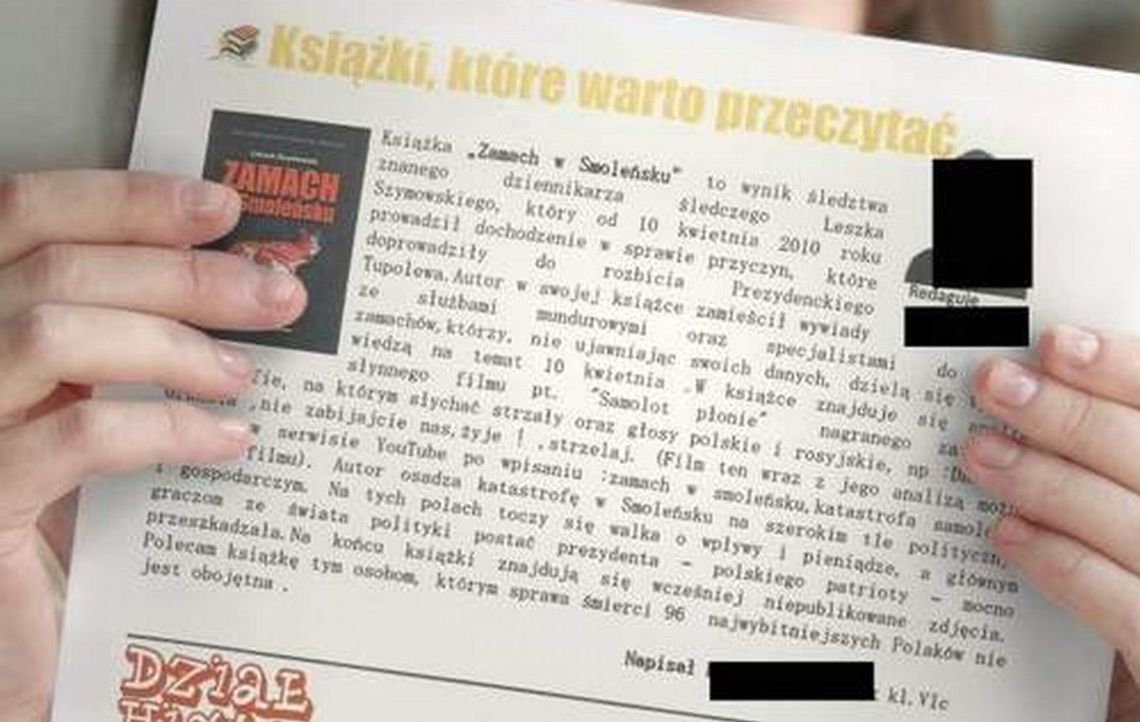 Dziecko poleca \"Zamach w Smoleńsku\". Czytelniczka: Cenzura nie jest potrzebna