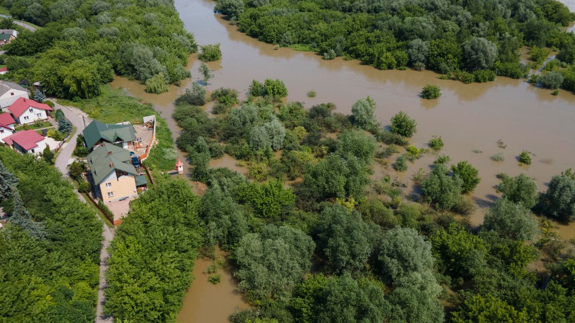 Fala wezbraniowa na Wiśle w okolicach Annopola i Zawichostu [zdjęcia z drona]