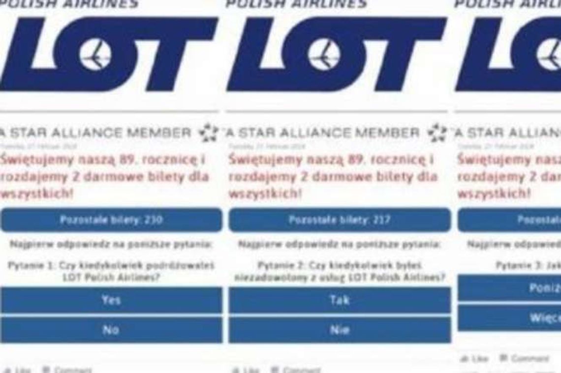 Fałszywa promocja LOT-u. Uwaga na link