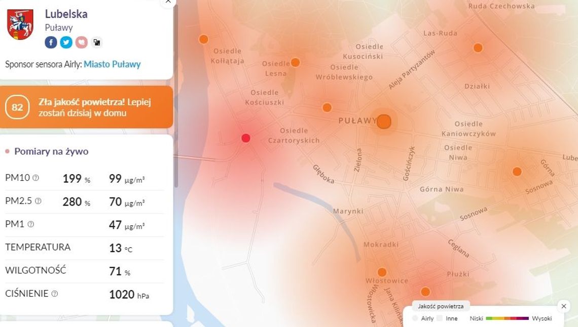 Fatalna jakość powietrza w Puławach. Mamy "czarną stronę mocy" Fatalna jakość powietrza w Puławach. Mamy "czarną stronę mocy"