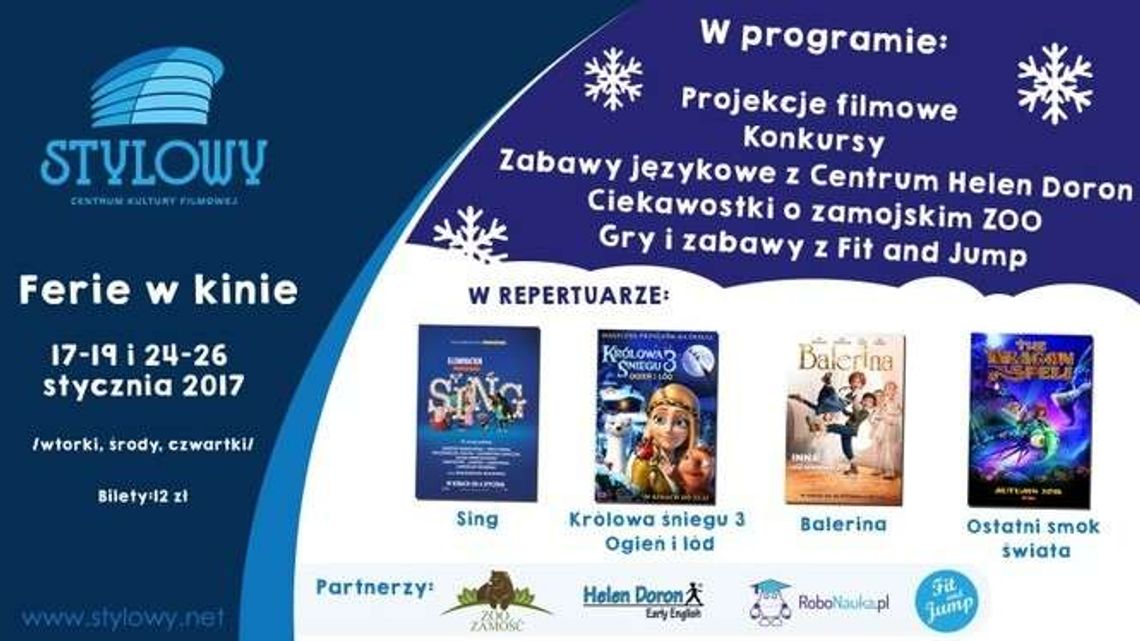 Ferie 2017 w Zamościu. Program seansów w CKF Stylowy
