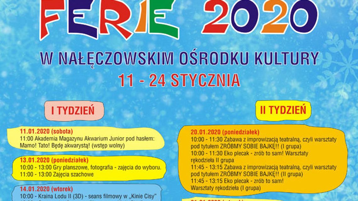 Ferie zimowe w Nałęczowskim Ośrodku Kultury