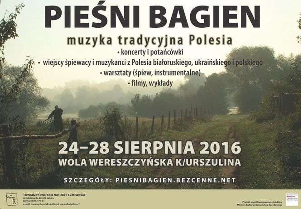 Festiwal Pieśni Bagien 2016 w Woli Wereszczyńskiej (program)