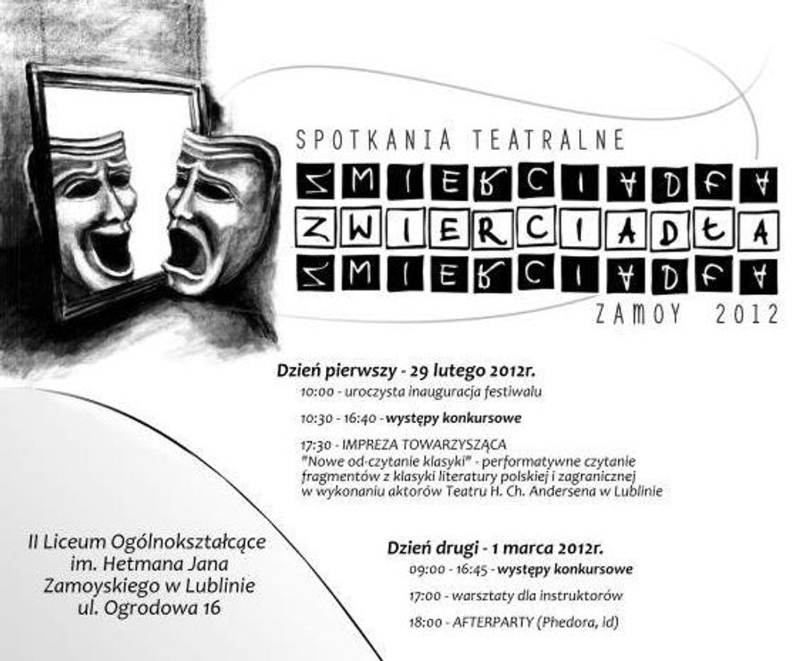 Festiwal teatralny \"Zwierciadła” w II LO (program)