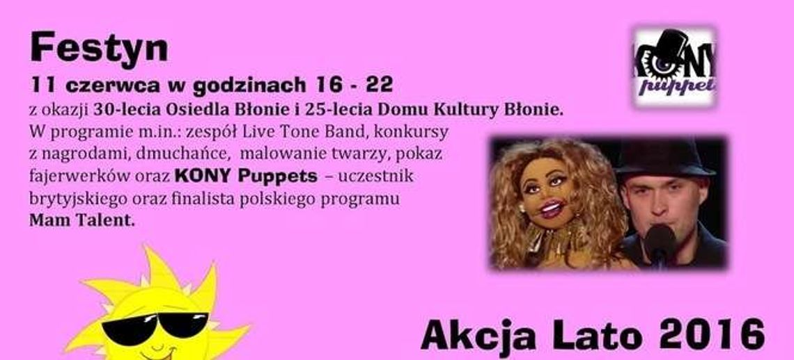 Festyn dzielnicowy w DK Błonie. Wystąpi KONY Puppets