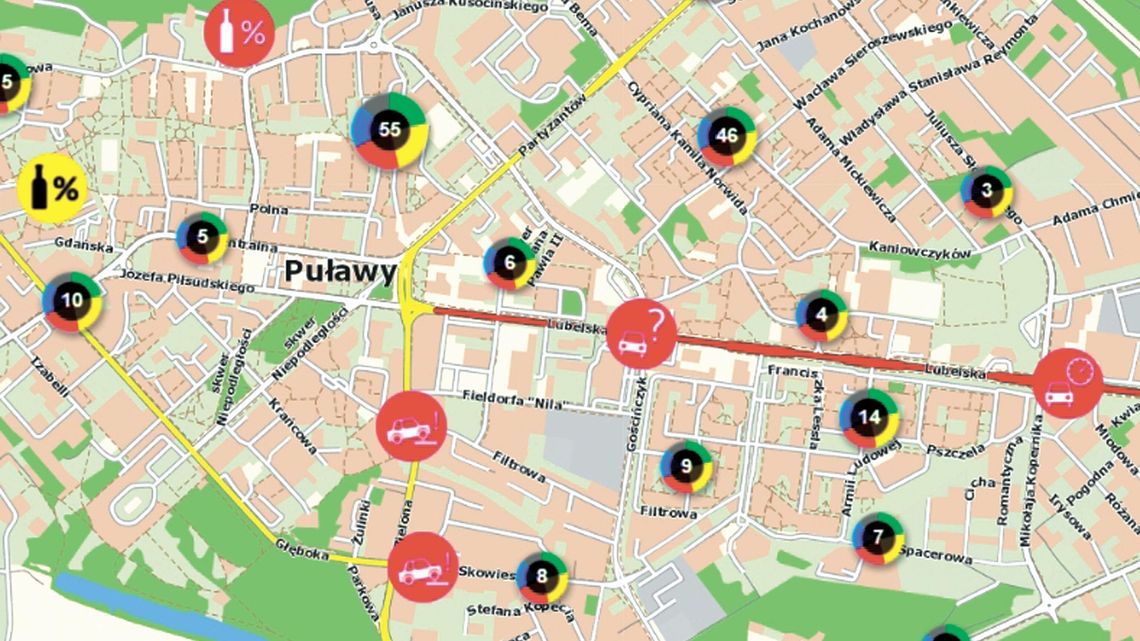 Gdzie piją, a gdzie się ścigają w Puławach? Policyjna mapa zagrożeń bezpieczeństwa Gdzie piją, a gdzie się ścigają w Puławach? Policyjna mapa zagrożeń bezpieczeństwa