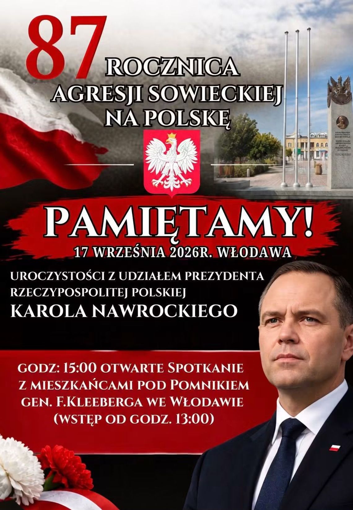 Głos ze wschodniej granicy. Prezydent RP we Włodawie w 87. rocznicę sowieckiej agresji na Polskę 87. rocznica agresji sowieckiej na Polskę