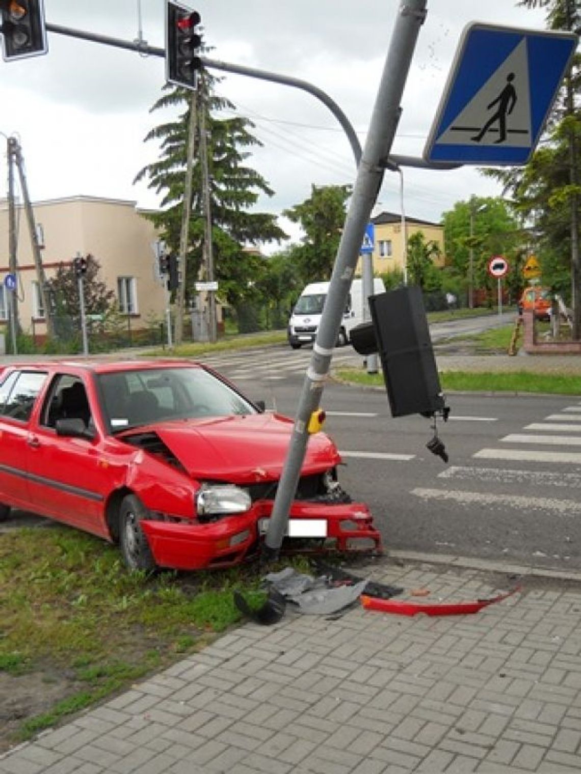 Golfem w sygnalizator, światła w pieszego