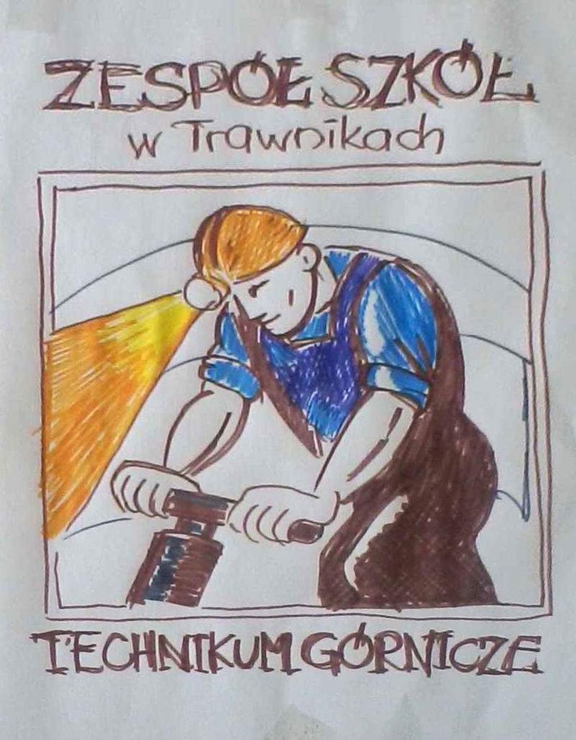 Górnik na ścianie szkoły