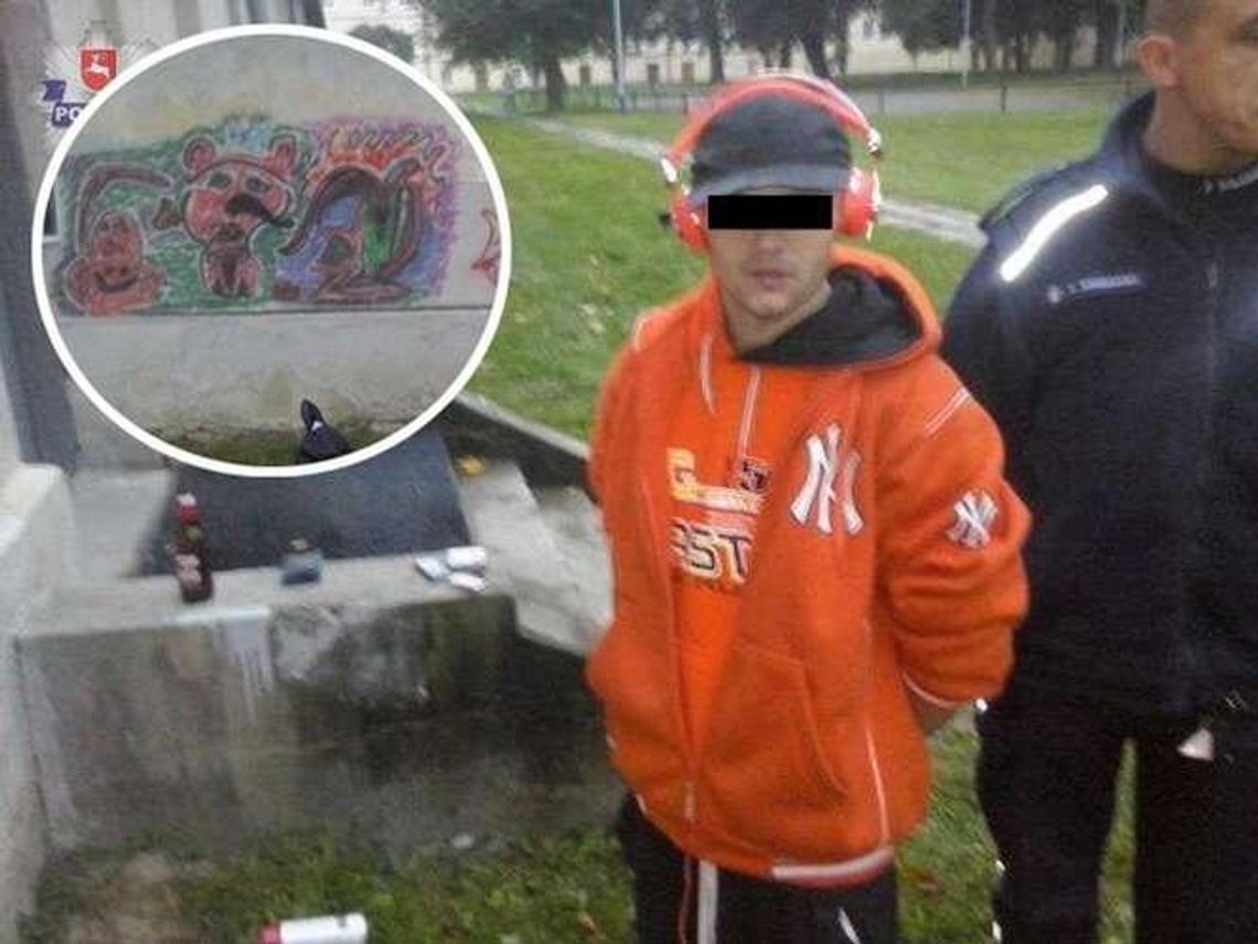"Grafficiarz" wpadł na gorącym uczynku, grozi mu 5 lat więzienia