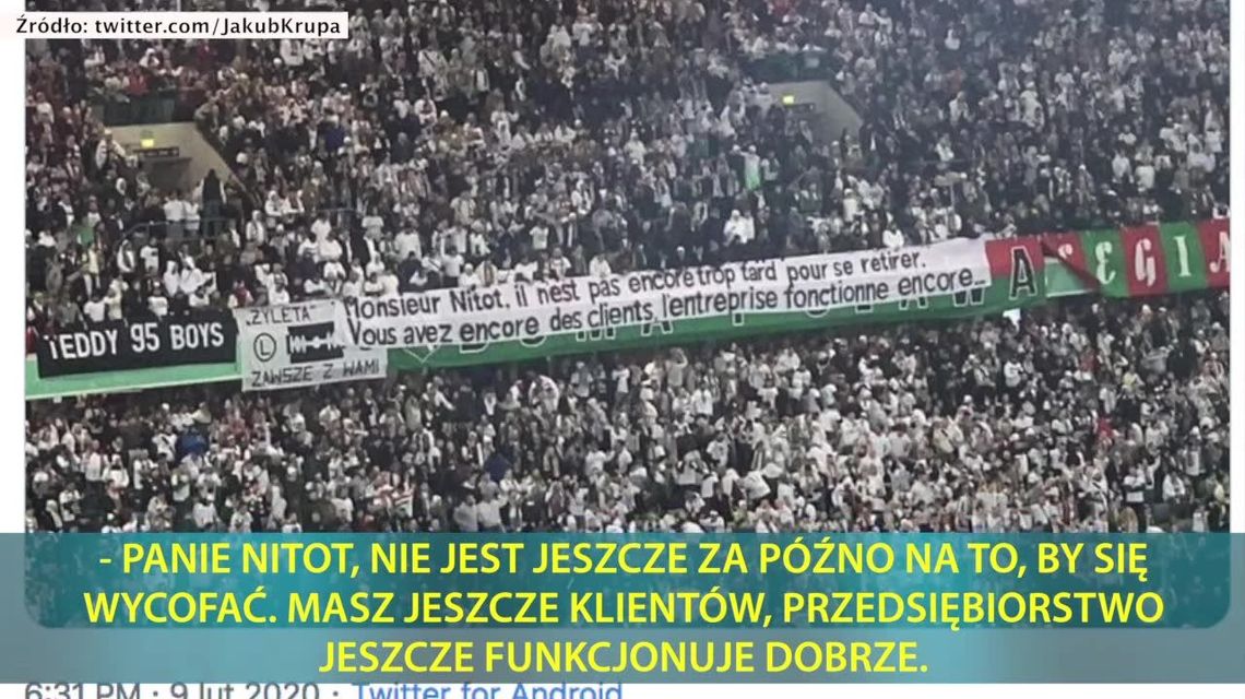 "Haniebna akcja troglodytów". Pseudokibice Legii próbują zniechęcić biznesmena do inwestycji w Polonię Warszawa