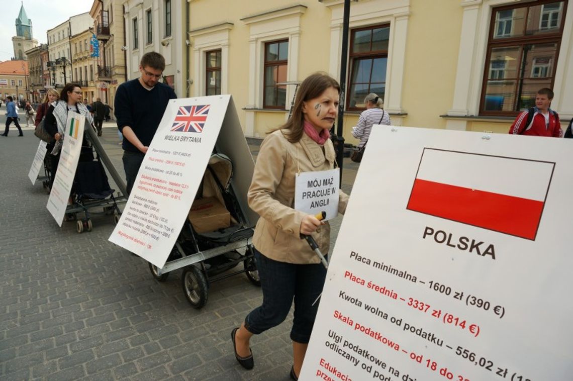 Happening \"Solidarności\" przeciwko polityce rodzinnej Tuska