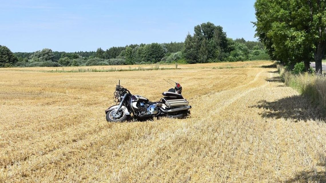 Harley Davidson wylądował w polu niedaleko Chełma
