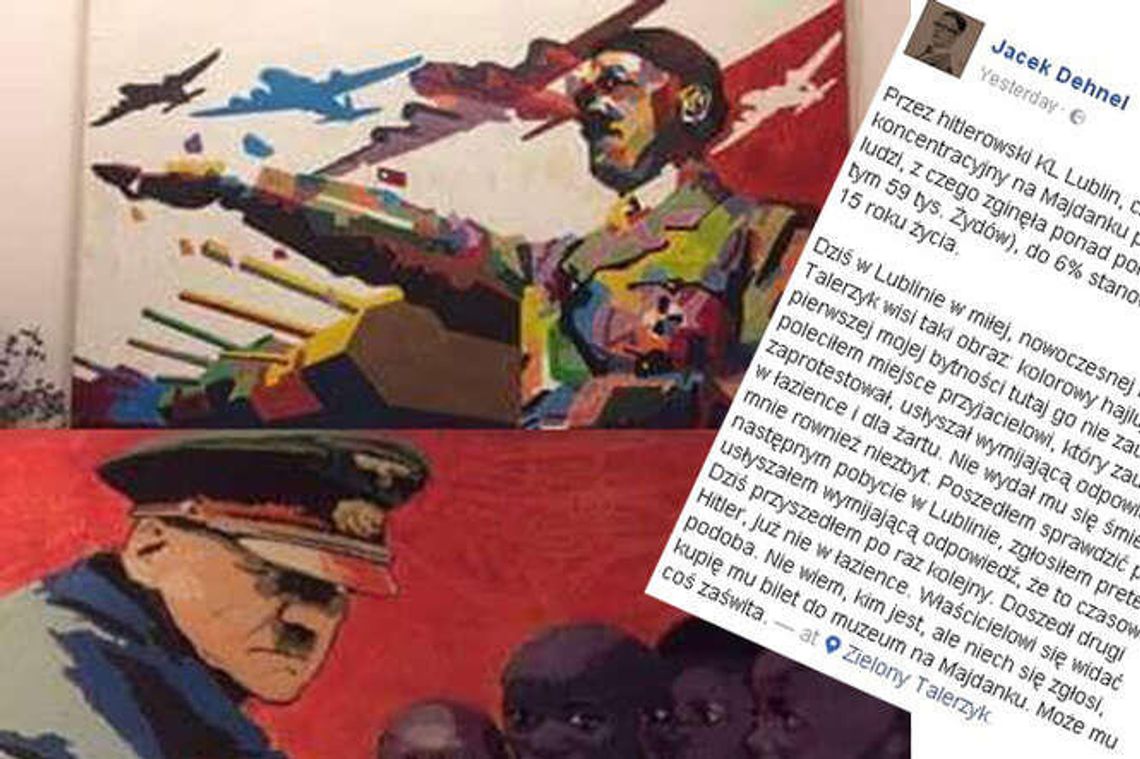 Hitler na ścianie restauracji w Lublinie. Zniknął po wpisie poety