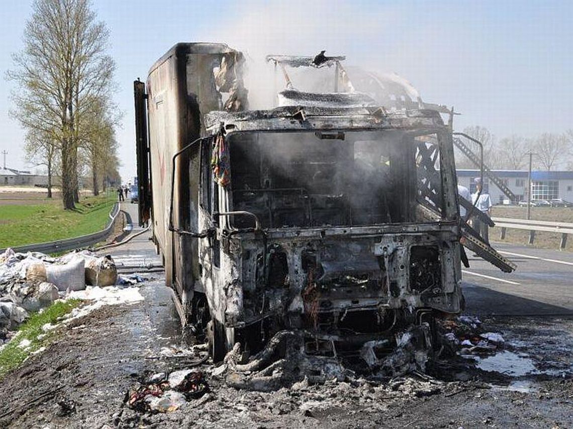 Horbów Kolonia: Pożar ciężarówki. 400 tys. zł strat