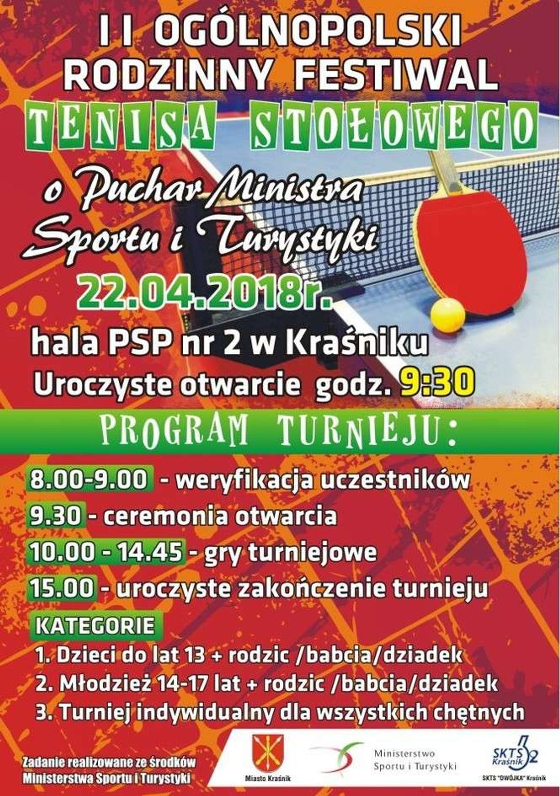  II Ogólnopolski Rodzinny Festiwal Tenisa Stołowego w Kraśniku