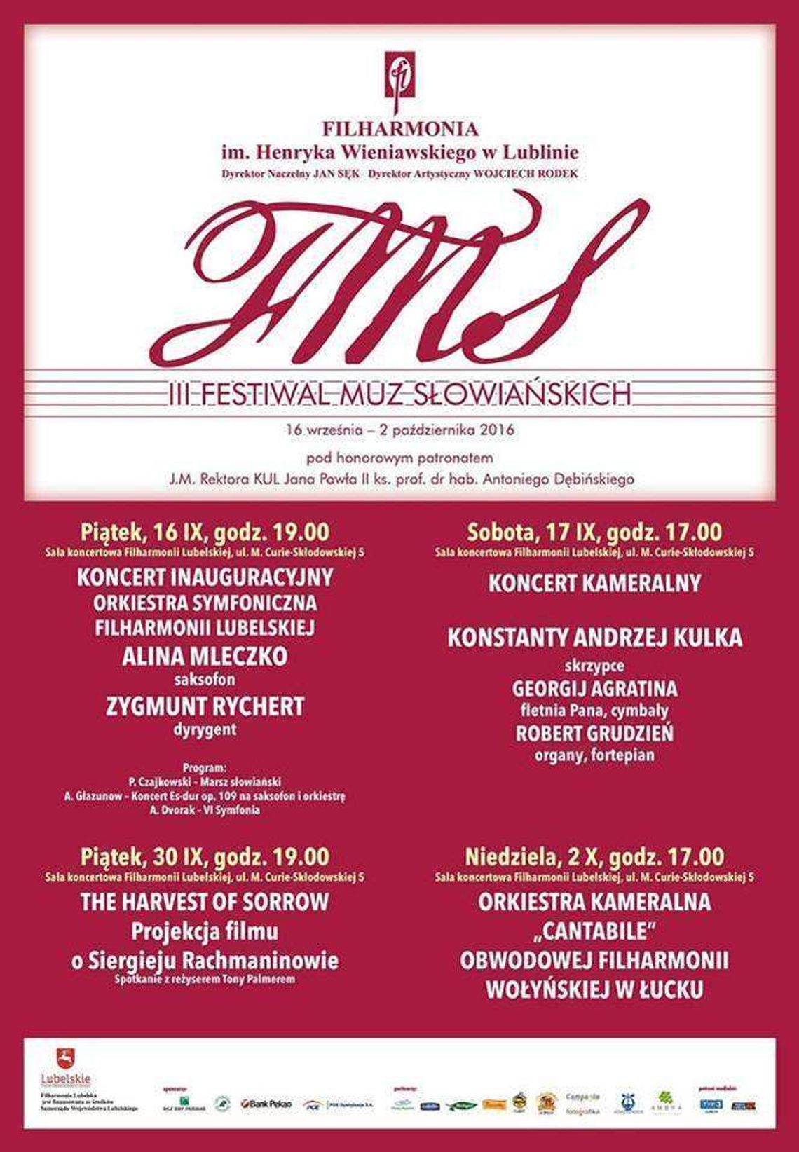 III Festiwal Muz Słowiańskich w Filharmonii (program) III Festiwal Muz Słowiańskich w Filharmonii (program)