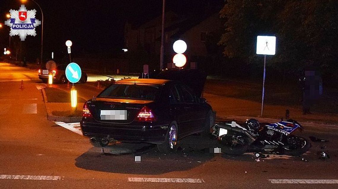 Janów Lubelski: Motocyklista trafił do szpitala po zderzeniu z osobówką