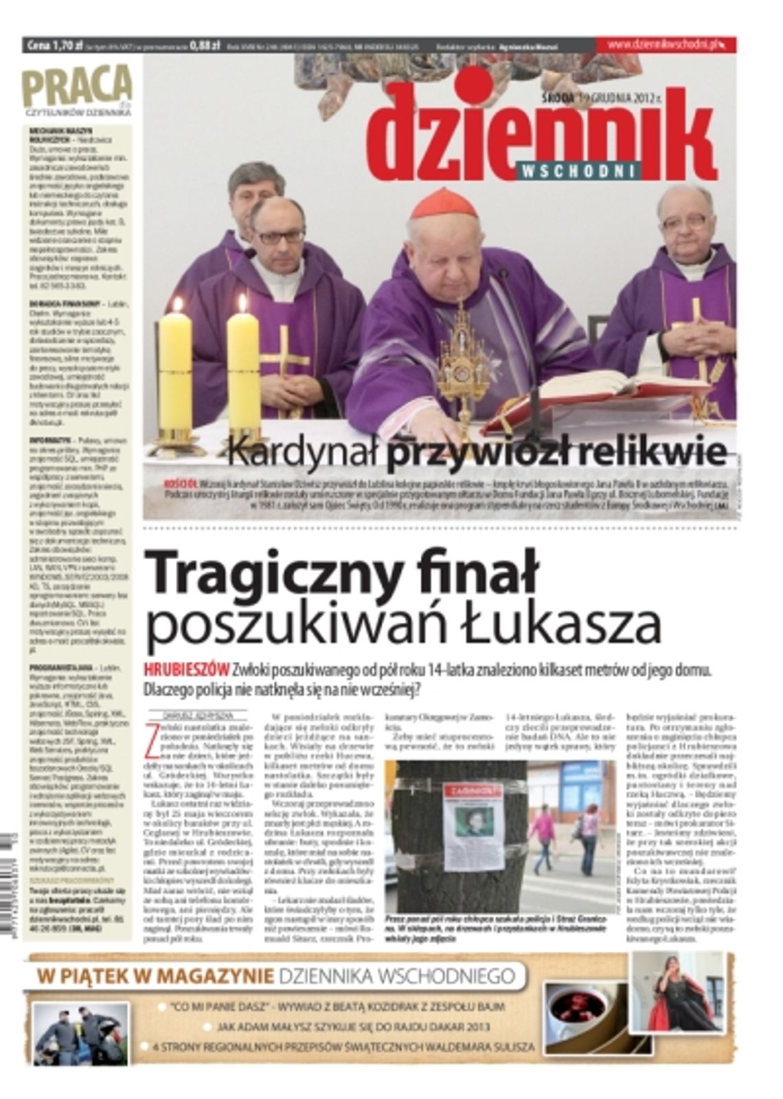 Jedynka Dziennika Wschodniego 19 grudnia 2012 r.