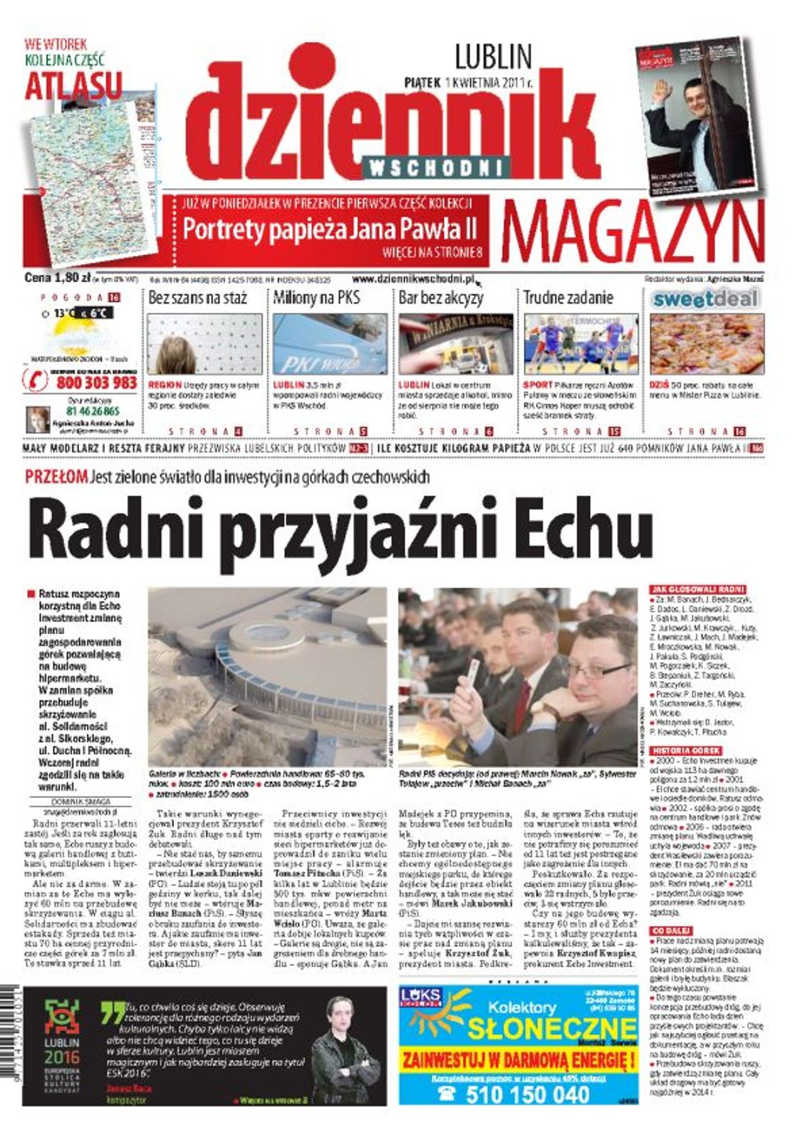 Jedynka Dziennika Wschodniego z 1 kwietnia 2011 roku