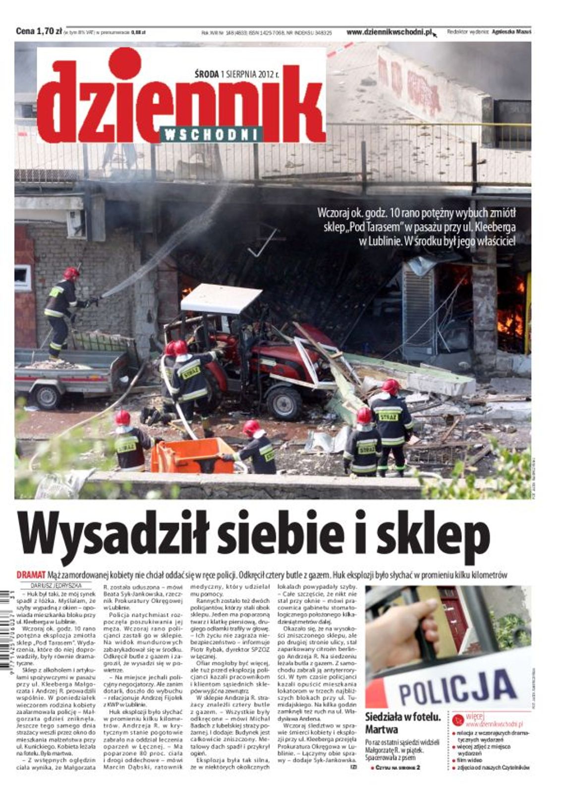 Jedynka Dziennika Wschodniego z 1 sierpnia 2012