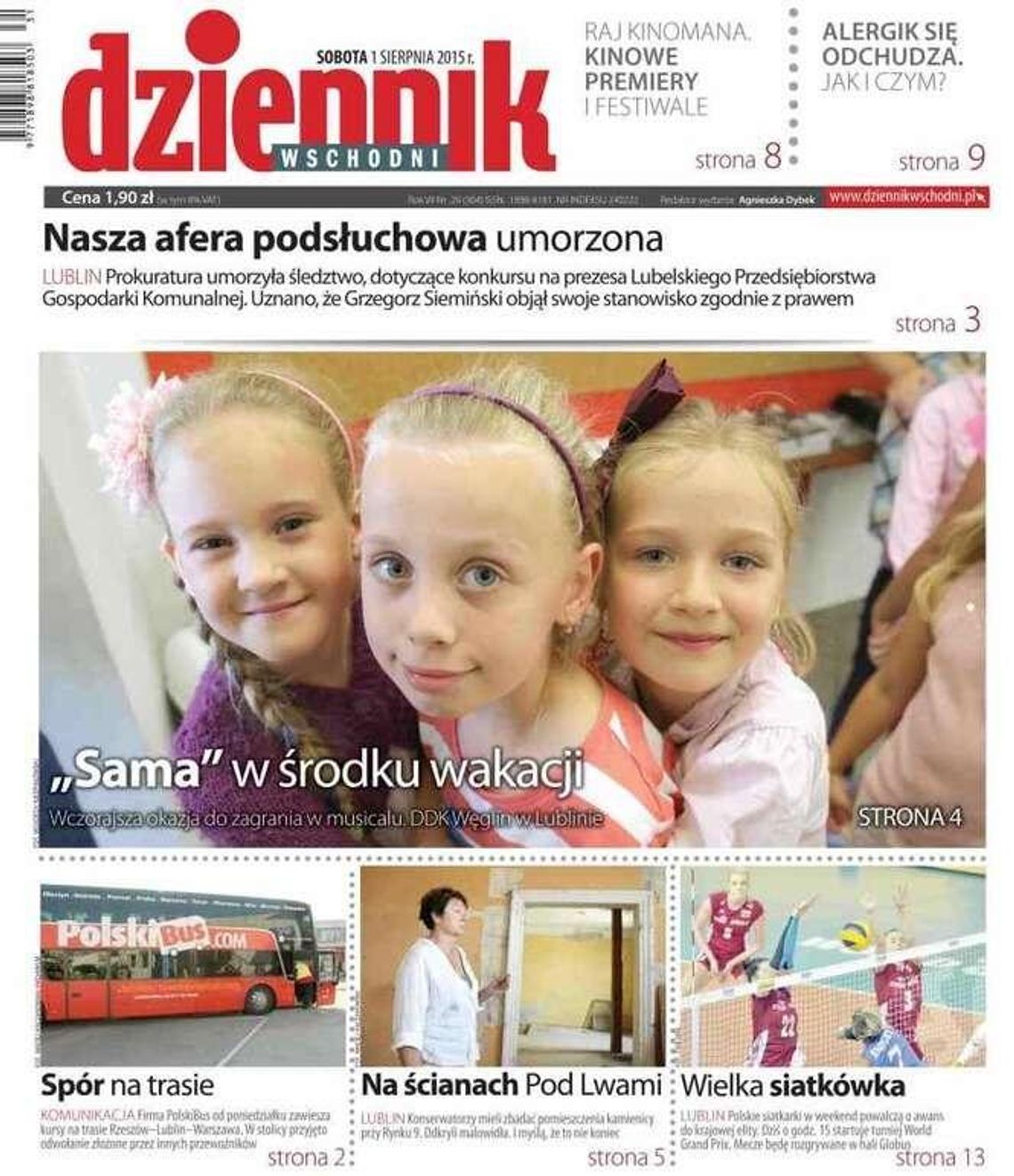 Jedynka Dziennika Wschodniego z 1 sierpnia 2015