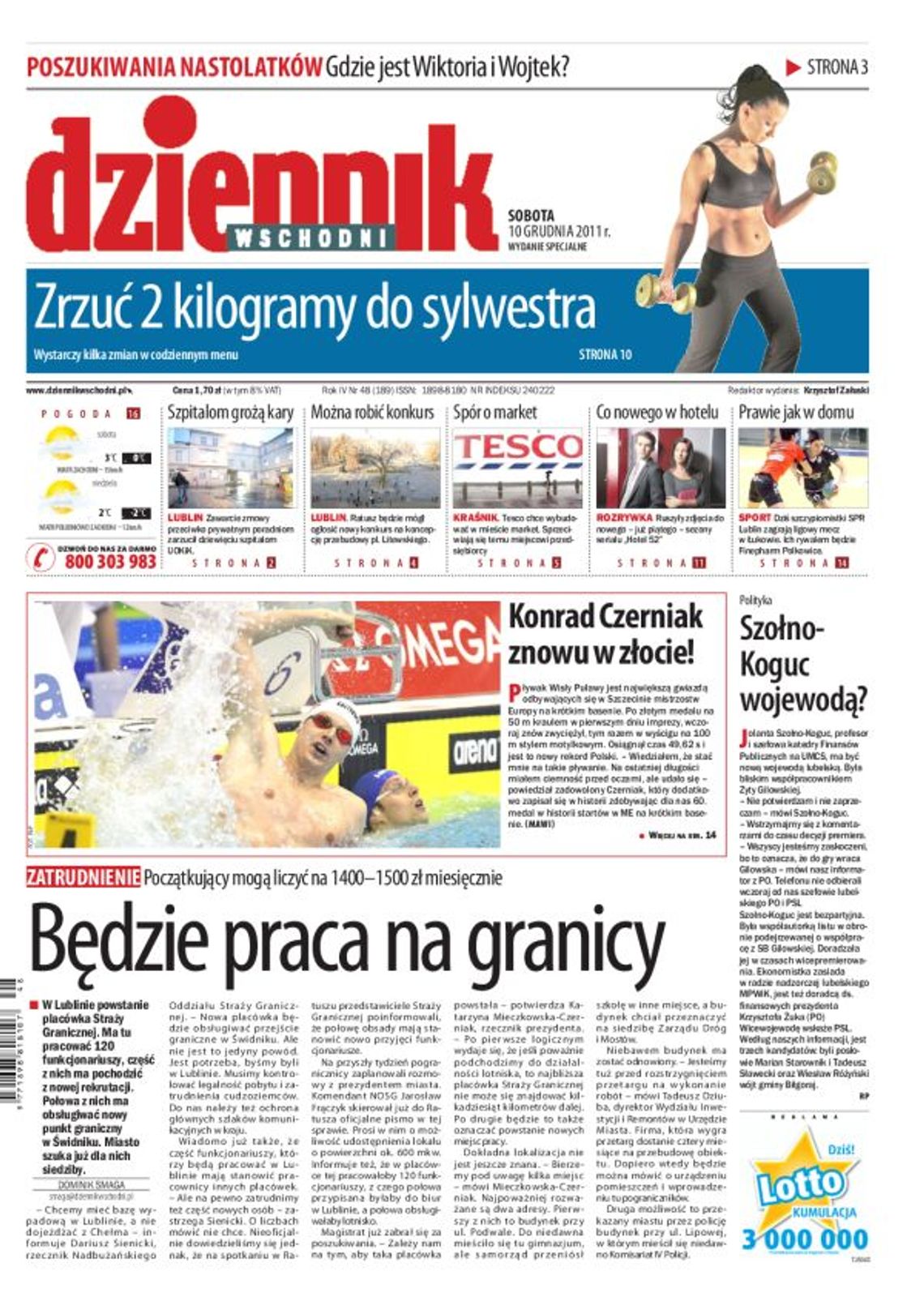 Jedynka Dziennika Wschodniego z 10 grudnia 2011