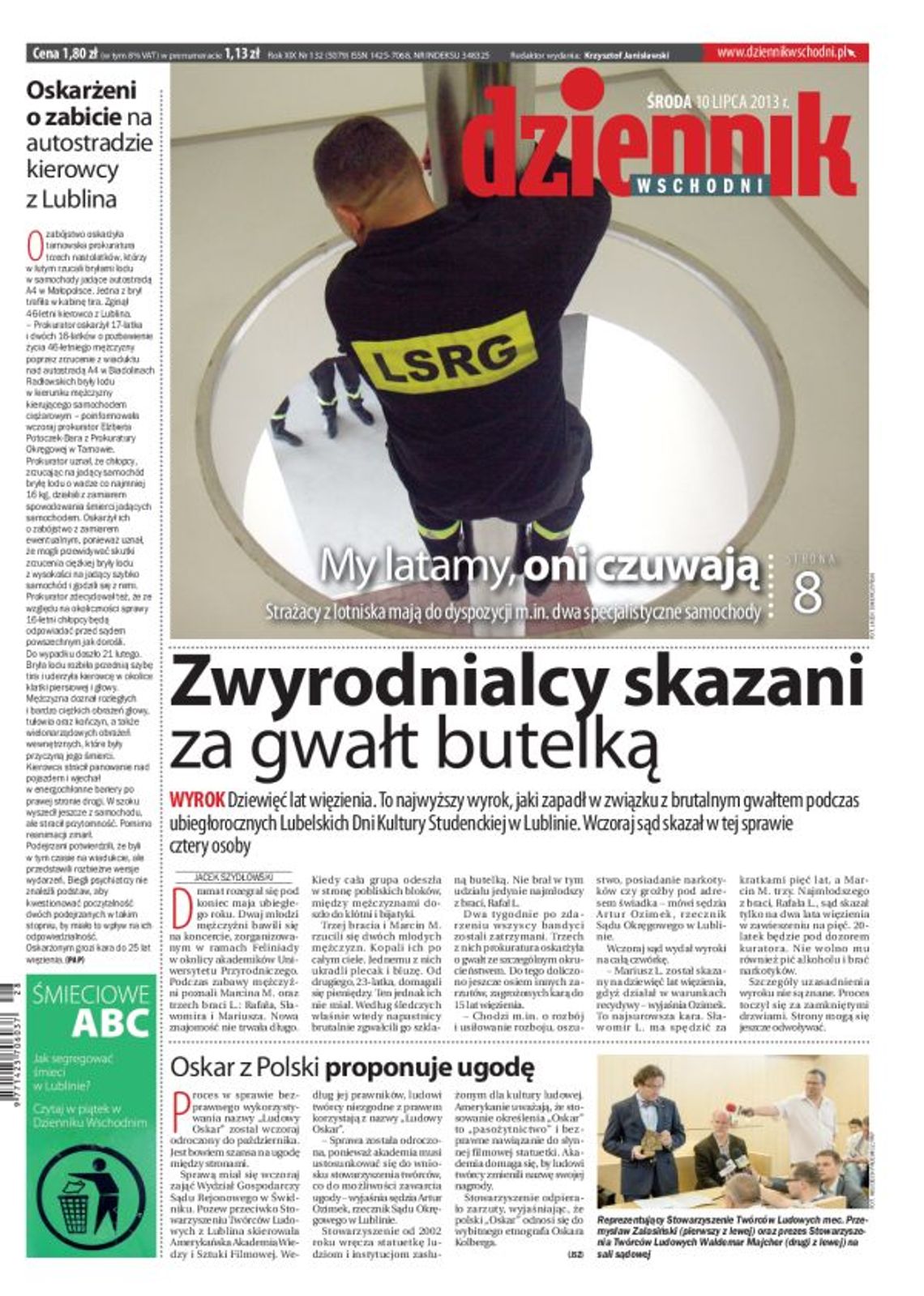 Jedynka Dziennika Wschodniego z 10 lipca 2013