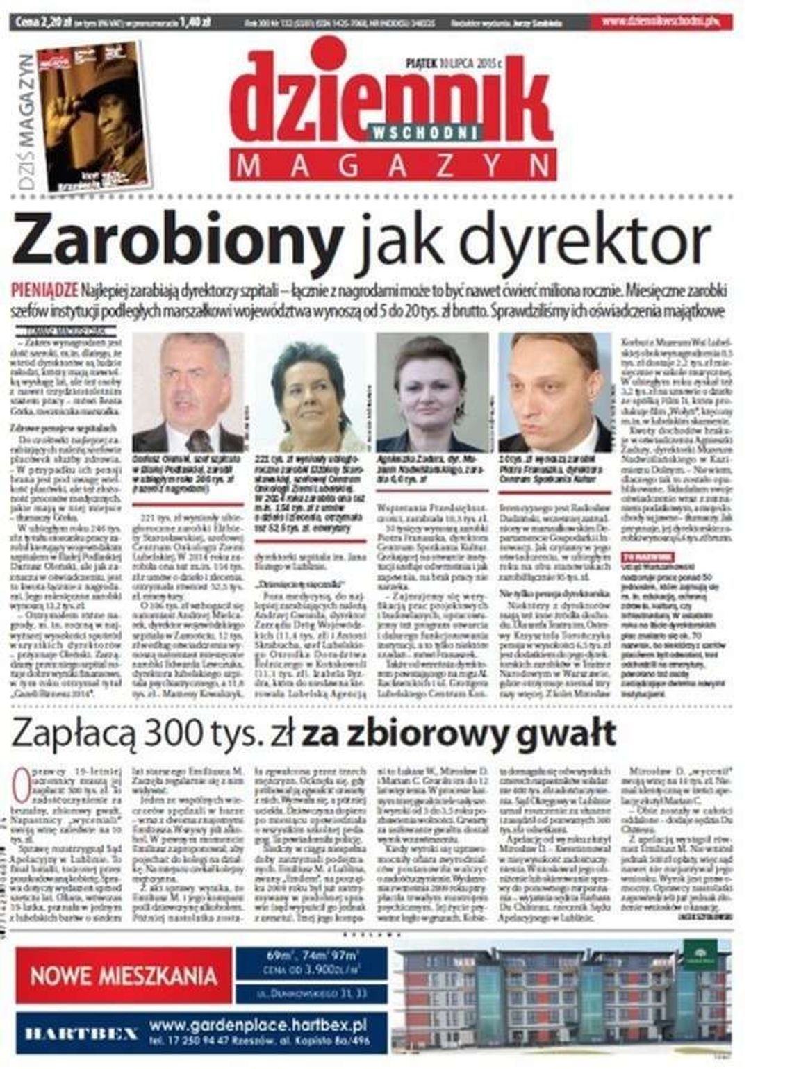 Jedynka Dziennika Wschodniego z 10 lipca 2015 roku