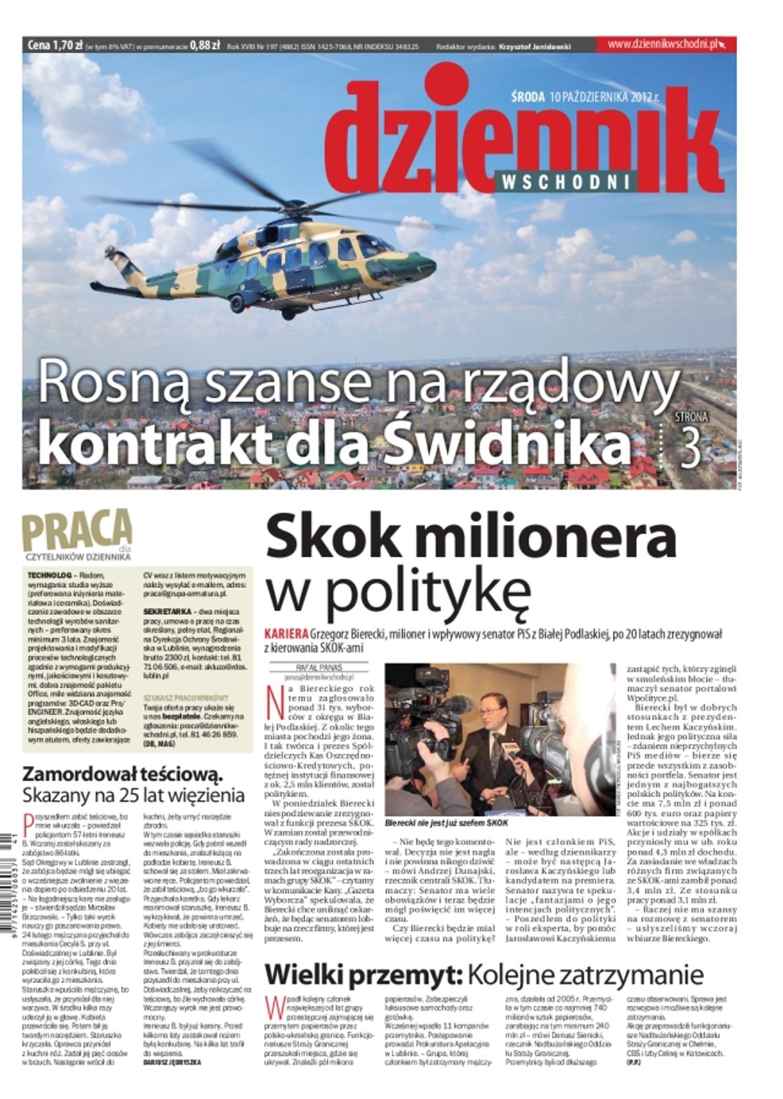 Jedynka Dziennika Wschodniego z 10 października 2012