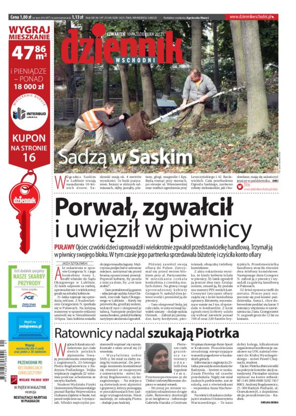 Jedynka Dziennika Wschodniego z 10 października 2013