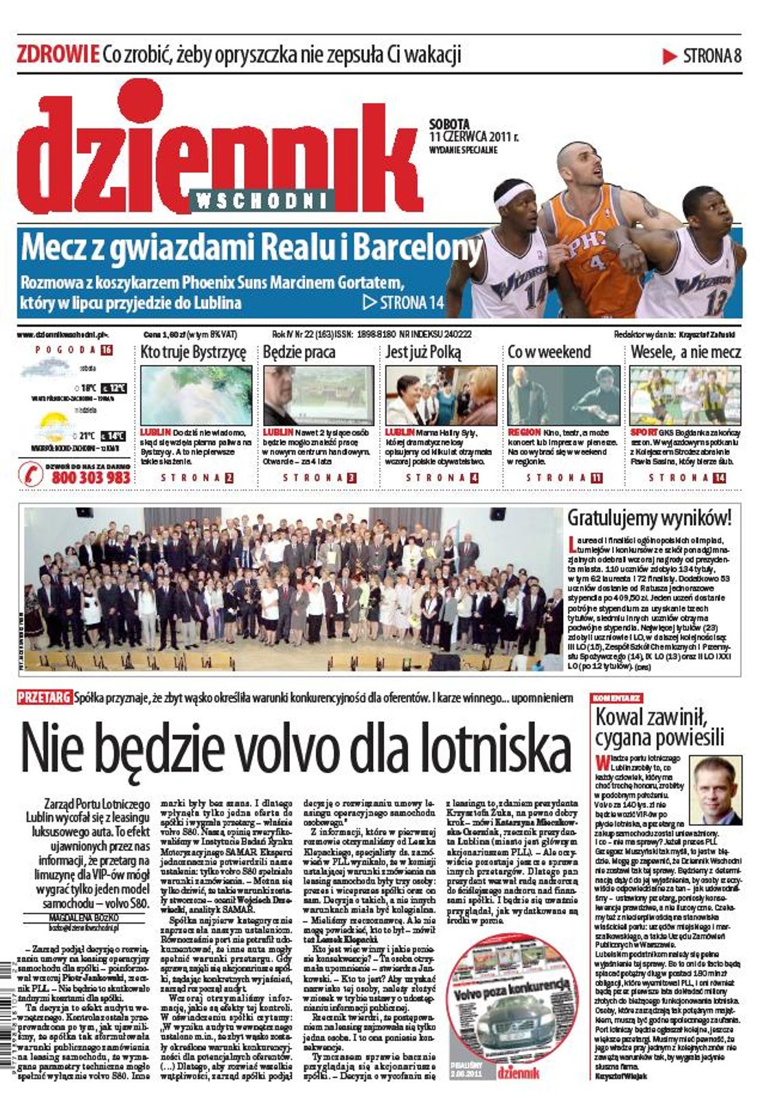 Jedynka Dziennika Wschodniego z 11 czerwca 2011 r.